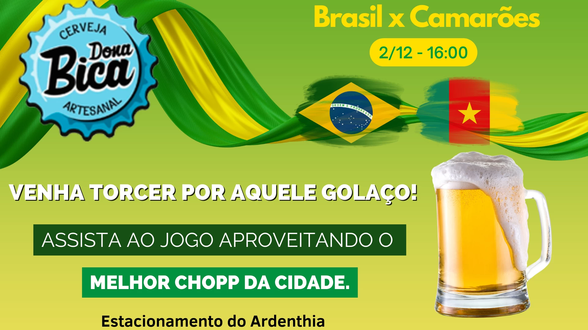 Brasil x Camarões aqui no Dona Bica