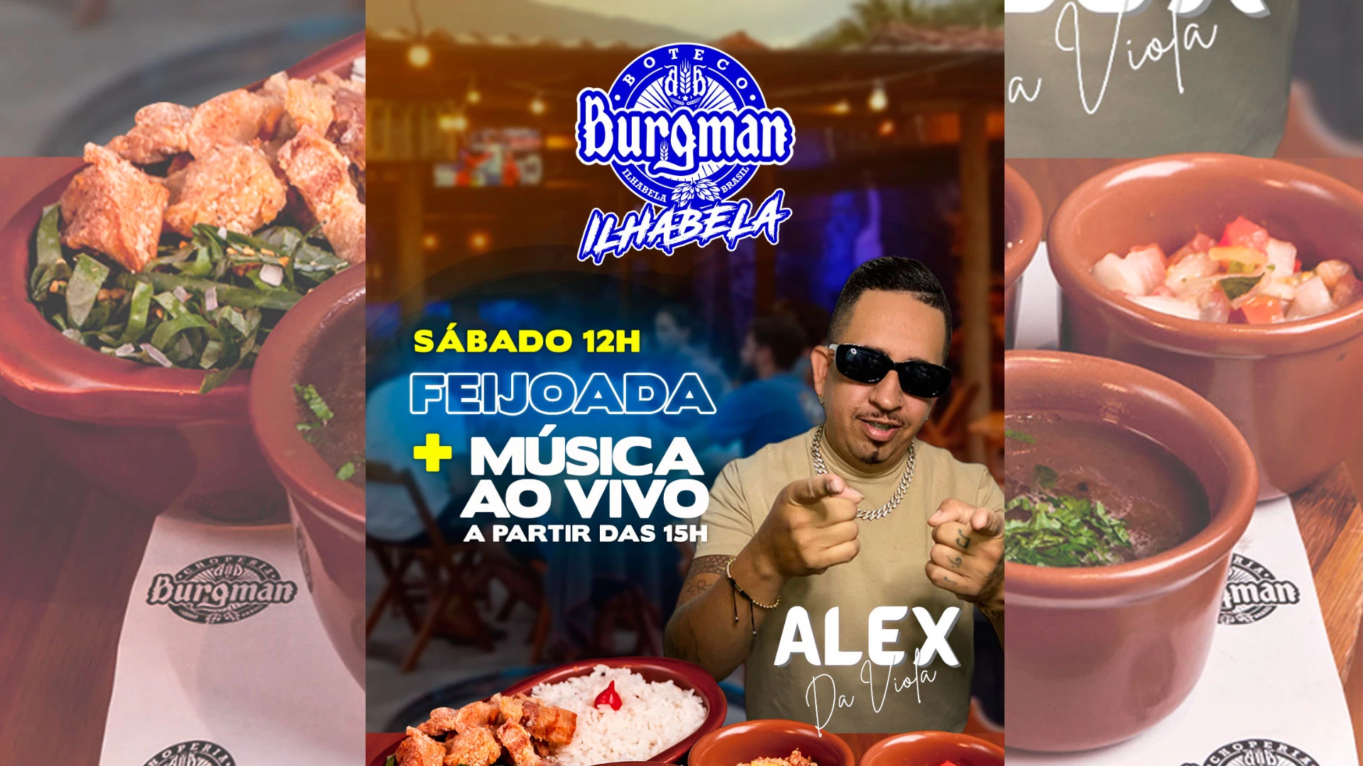 Feijoada e Música ao Vivo no Burgman