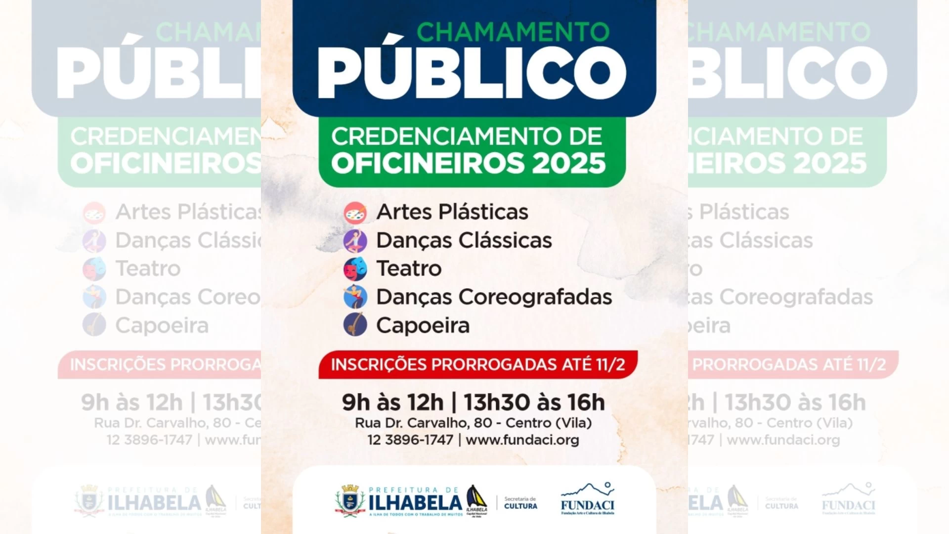 Credenciamento de oficineiros prorrogado